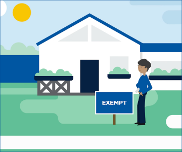 Screenshot of a video explaining land tax exemptions.